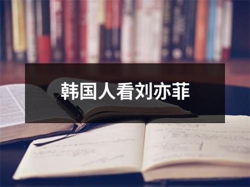 韩国人看刘亦菲