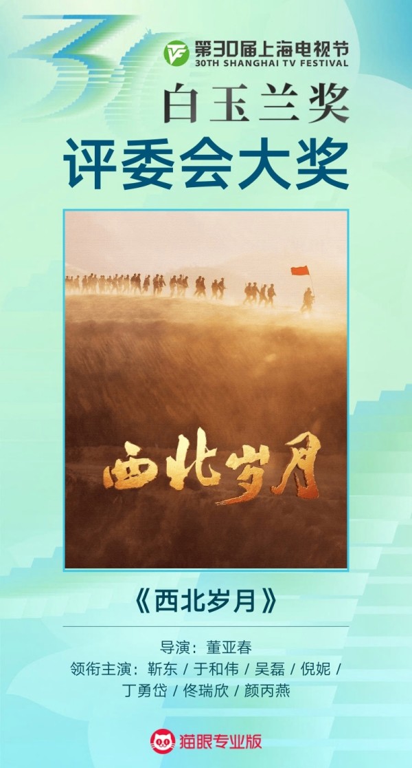 《西北岁月》获白玉兰奖评委会大奖，展现西北地区的历史与风貌。