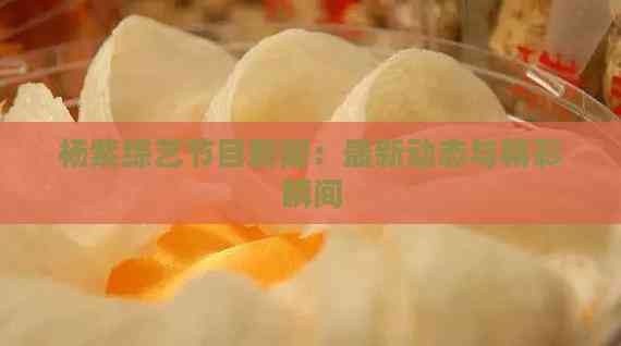 杨紫综艺节目新闻：最新动态与精彩瞬间