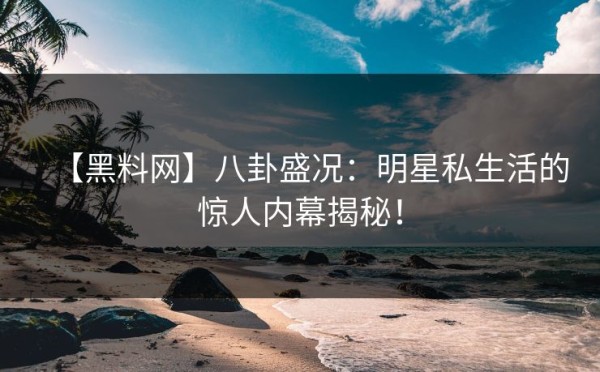 【黑料网】八卦盛况：明星私生活的惊人内幕揭秘！