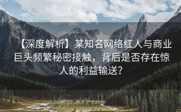 【深度解析】某知名网络红人与商业巨头频繁秘密接触，背后是否存在惊人的利益输送？