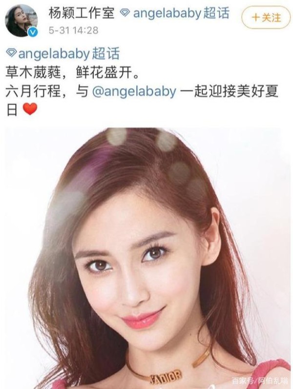 Angelababy工作室晒六月行程表，工作安排得十分充实
