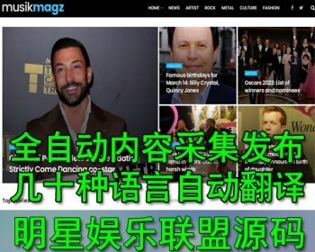 全自动运行 英文明星娱乐新闻网站整站数据模板 网站挂载机器人自动采集发布