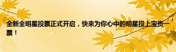 全新全明星投票正式开启，快来为你心中的明星投上宝贵一票！
