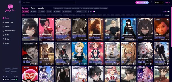 JuicyChat 首页预览