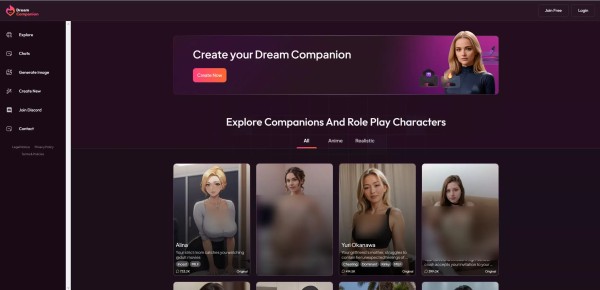 Dream Companion 首页预览