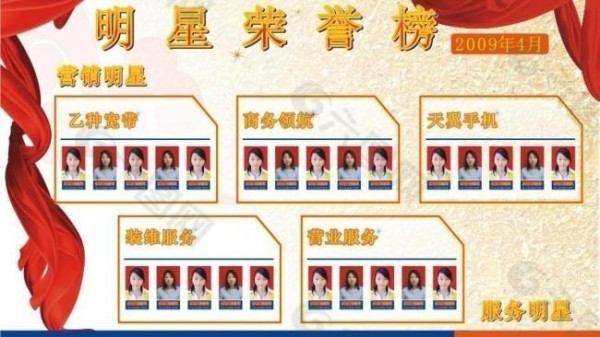 中国电信明星荣誉榜矢量素材图片