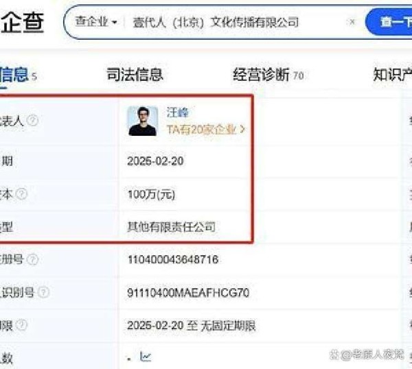 汪峰新公司成立：森林北再投资，爱企查揭晓新动向