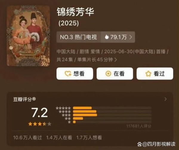 杨紫李现锦绣芳华开分7.2