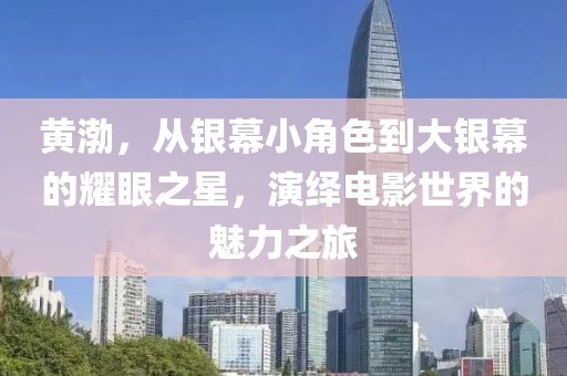 黄渤，从银幕小角色到大银幕的耀眼之星，演绎电影世界的魅力之旅