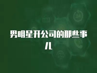 男明星开公司的那些事儿
