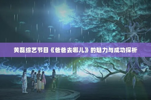 黄磊综艺节目《爸爸去哪儿》的魅力与成功探析