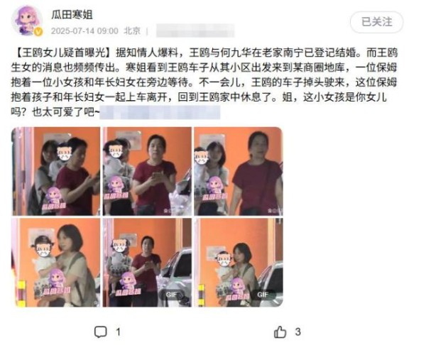 曝王鸥与何九华复合低调登记 疑似女儿曝光