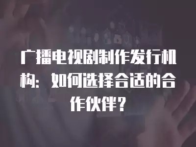 广播电视剧制作发行机构：如何选择合适的合作伙伴？