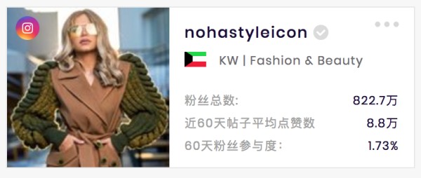 Noha Nabil 科威特知名美妆网红(数据来源SocialBook.com.cn)