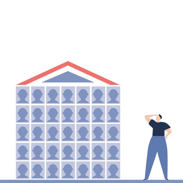 Face database in the form of building with lots of faces