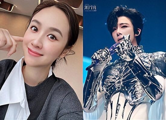 吴姗儒左侧为年轻女性自拍照，右侧为男明星在舞台表演。