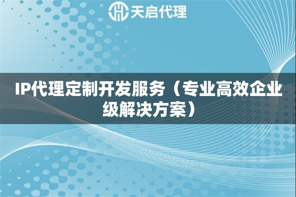 IP代理定制开发服务（专业高效企业级解决方案）