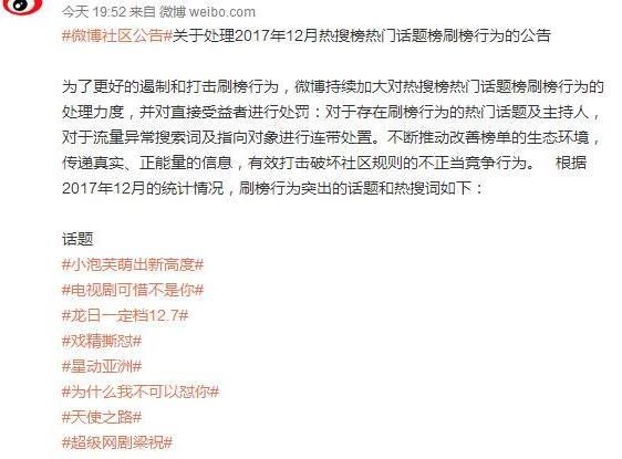 微博公布12月买热搜名单，秋瓷炫上榜，张信哲无辜，霍建华最尴尬