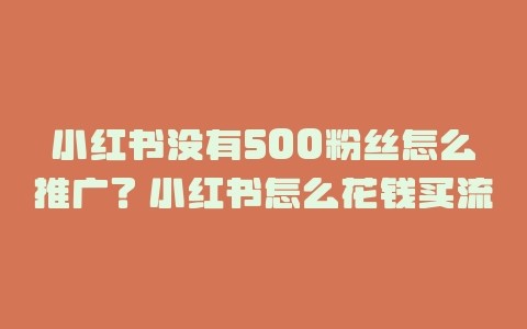 小红书没有500粉丝怎么推广?小红书怎么花钱买流量?