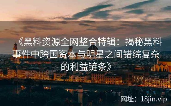 《黑料资源全网整合特辑：揭秘黑料事件中跨国资本与明星之间错综复杂的利益链条》