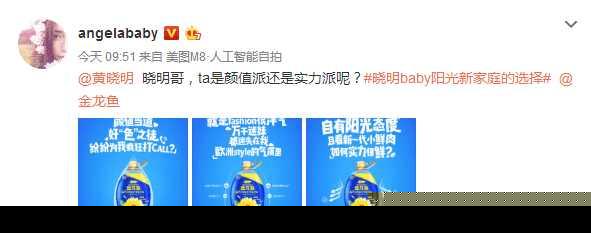 杨颖微博发文问网友，黄晓明实力派还是颜值派，网友回复蛋黄派