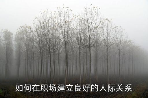 如何在职场建立良好的人际关系