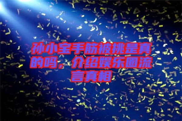孙小宝手筋被挑是真的吗，介绍娱乐圈流言真相