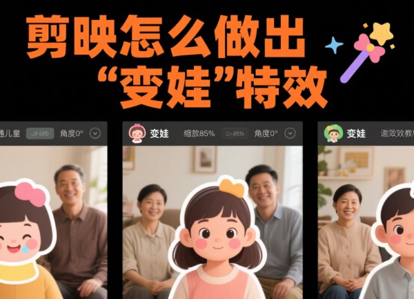 剪映怎么做出“变娃”特效？3种创意玩法+4步实操技巧，零基础也能学
