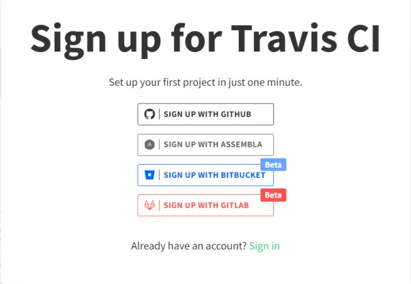 Travis CI Sign-in