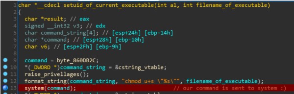 vulnerable call to system code injection