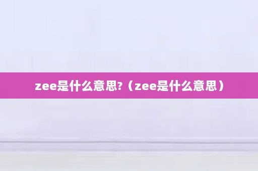 zee是什么意思?（zee是什么意思）