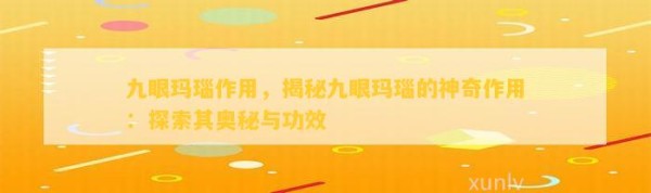 九眼玛瑙作用，揭秘九眼玛瑙的神奇作用：探索其奥秘与功效