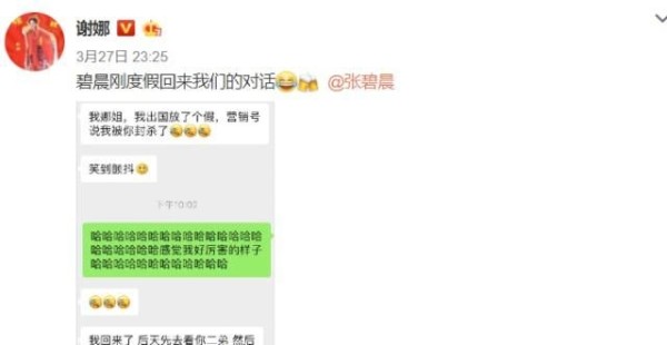 谢娜回应“封杀”张碧晨传闻，公开两人聊天记录，真相大白