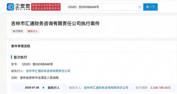 吉林市汇通财务咨询有限责任公司执行案件