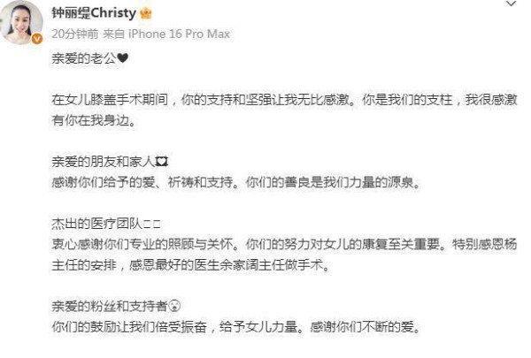 钟丽缇二女儿手术背后：没有护工，只有母爱和“拼命三娘”式家庭温情