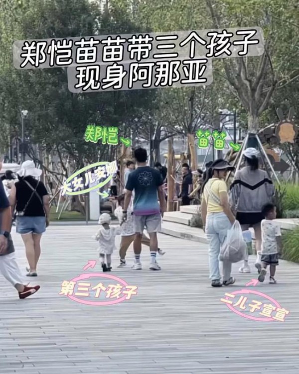 郑恺苗苗三娃同框低调现身，明星家庭隐私为何总被放大