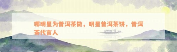 哪明星为普洱茶做，明星普洱茶饼，普洱茶代言人