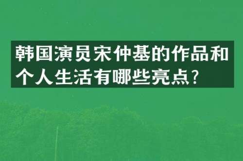 韩国演员宋仲基的作品和个人生活有哪些亮点？