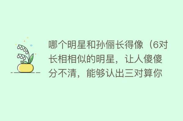 哪个明星和孙俪长得像（6对长相相似的明星，让人傻傻分不清，能够认出三对算你牛！）