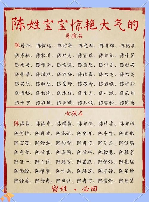 陈氏水浒宝宝取名大全(陈氏水浒宝宝取名大全四个字)