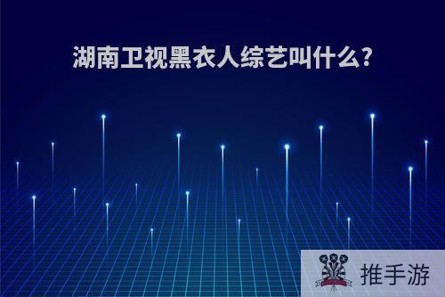 湖南卫视黑衣人综艺叫什么?