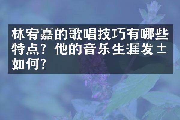 林宥嘉的歌唱技巧有哪些特点？他的音乐生涯发展如何？