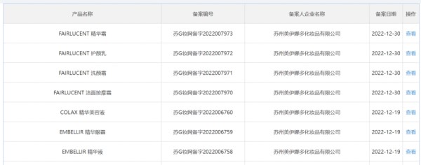▍截自国家药监局化妆品备案注册信息平台