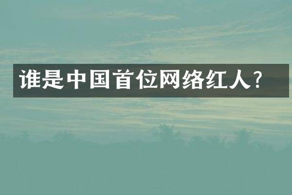 谁是中国首位网络红人？