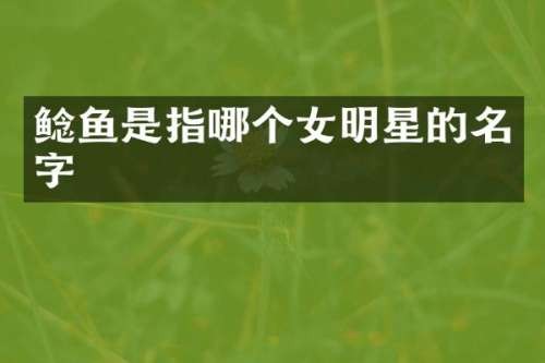 鲶鱼是指哪个女明星的名字