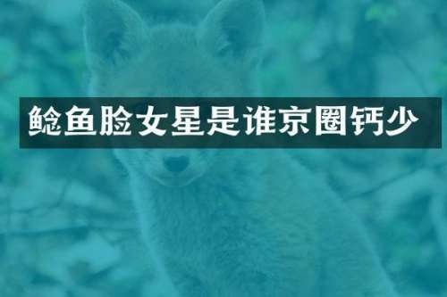 鲶鱼脸女星是谁京圈钙少