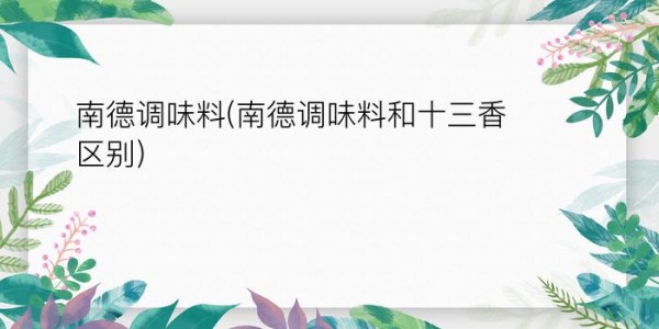 南德调味料(南德调味料和十三香区别)