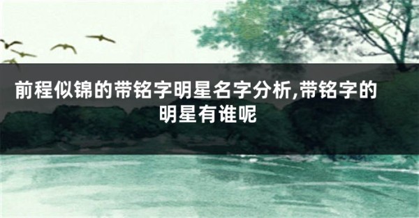 前程似锦的带铭字明星名字分析,带铭字的明星有谁呢