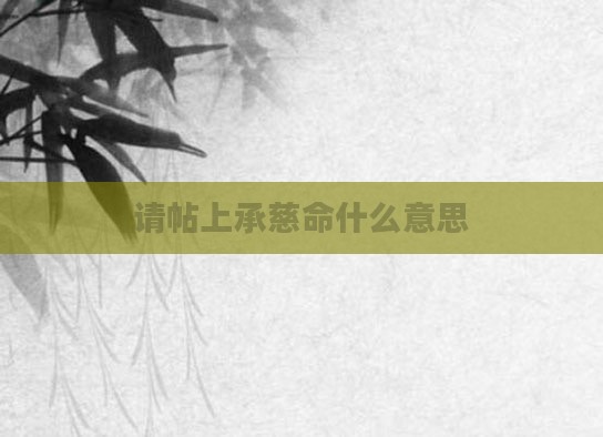请帖上承慈命什么意思